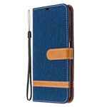 Housse Huawei P40 Lite Tissu et Effet Cuir à Lanière Housse Huawei P40 Lite Tissu et Effet Cuir à Lanière