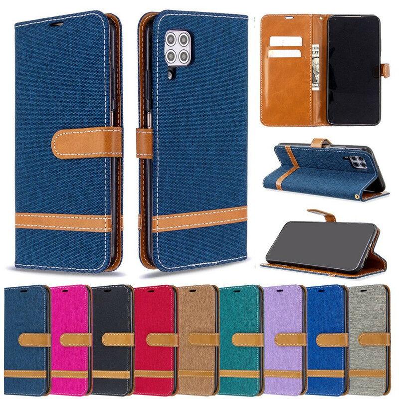Housse Huawei P40 Lite Tissu et Effet Cuir à Lanière Housse Huawei P40 Lite Tissu et Effet Cuir à Lanière