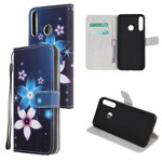 Housse Huawei P40 Lite E Fleurs Lunaires à Lanière Housse Huawei P40 Lite E Fleurs Lunaires à Lanière