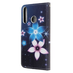 Housse Huawei P40 Lite E Fleurs Lunaires à Lanière Housse Huawei P40 Lite E Fleurs Lunaires à Lanière