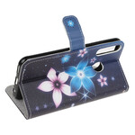 Housse Huawei P40 Lite E Fleurs Lunaires à Lanière Housse Huawei P40 Lite E Fleurs Lunaires à Lanière