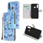 Housse Huawei P40 Lite E Papillons Diamants à Lanière Housse Huawei P40 Lite E Papillons Diamants à Lanière