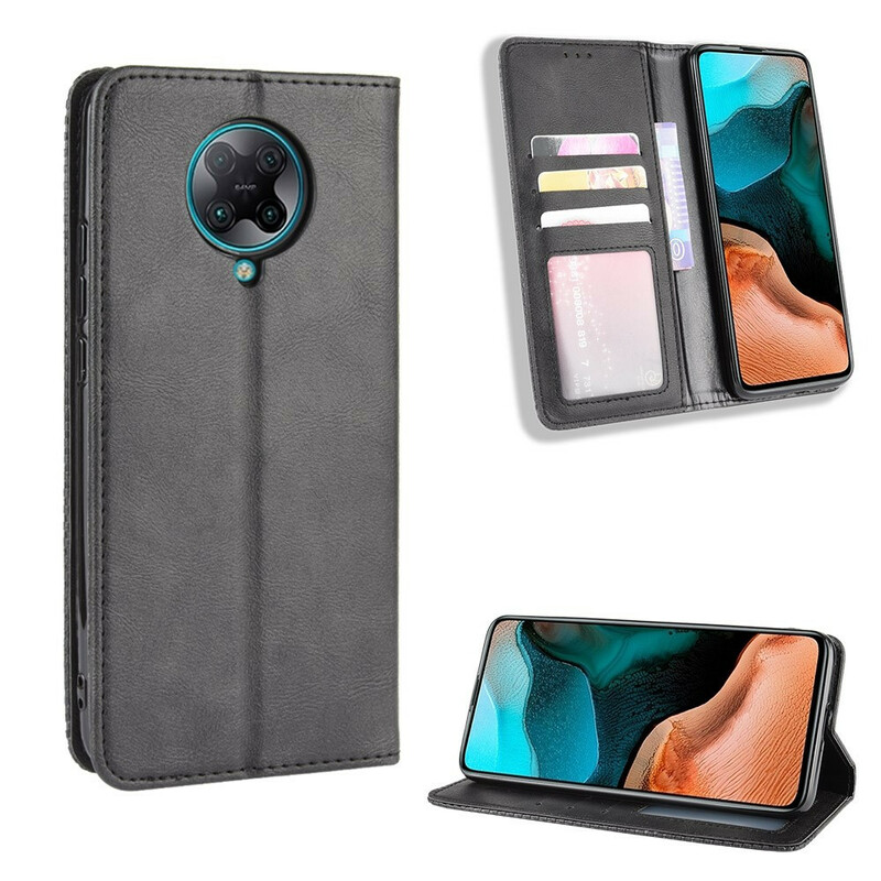 Flip Cover Xiaomi Poco F2 Pro Effet Cuir Vintage Stylisé