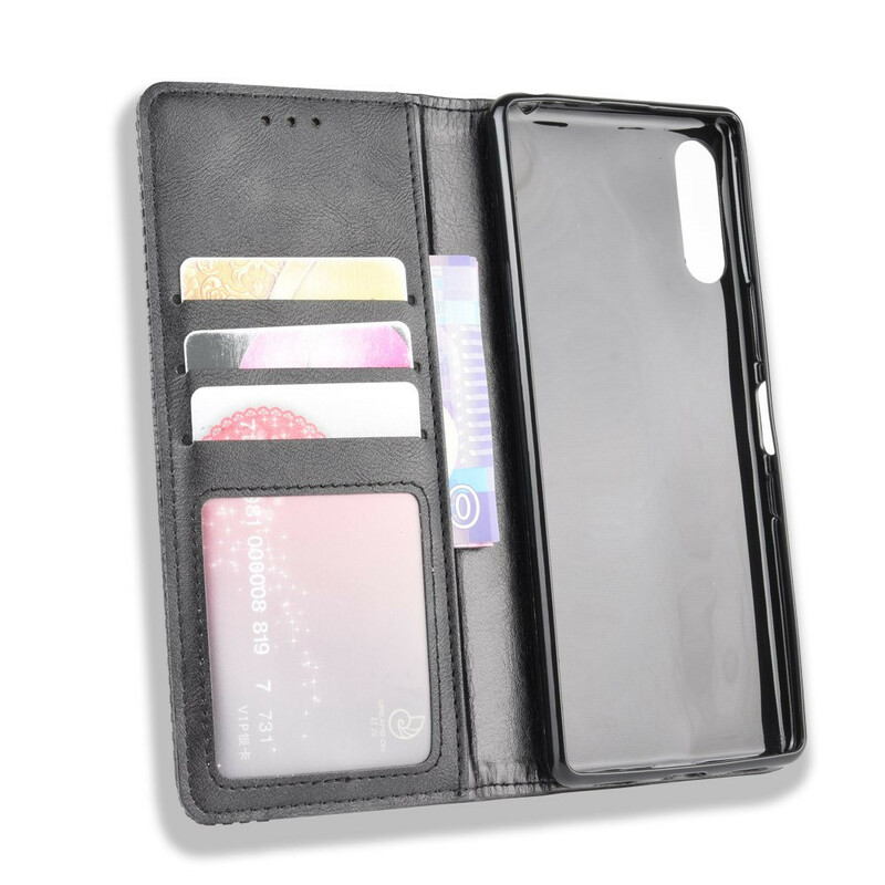Flip Cover Sony Xperia L4 Effet Cuir Vintage Stylisé Flip Cover Sony Xperia L4 Effet Cuir Vintage Stylisé