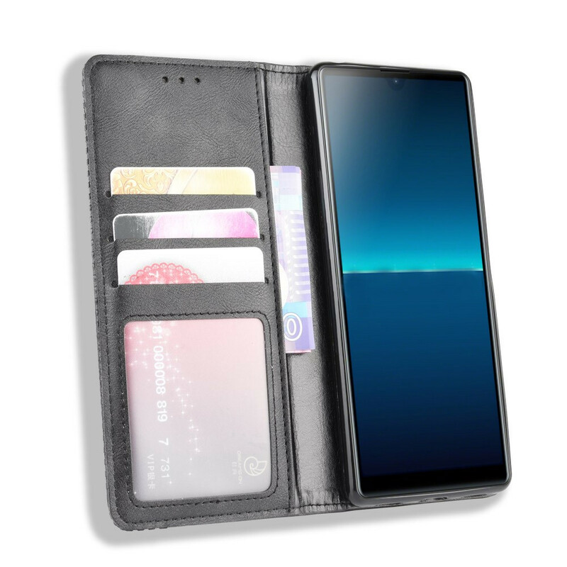 Flip Cover Sony Xperia L4 Effet Cuir Vintage Stylisé Flip Cover Sony Xperia L4 Effet Cuir Vintage Stylisé