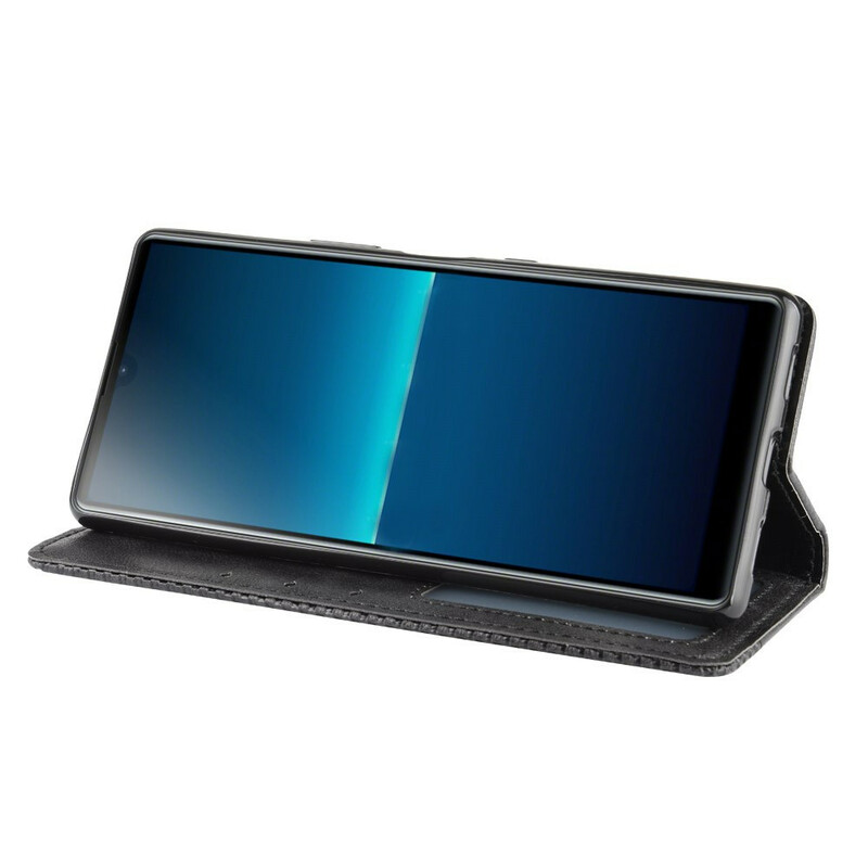 Flip Cover Sony Xperia L4 Effet Cuir Vintage Stylisé Flip Cover Sony Xperia L4 Effet Cuir Vintage Stylisé