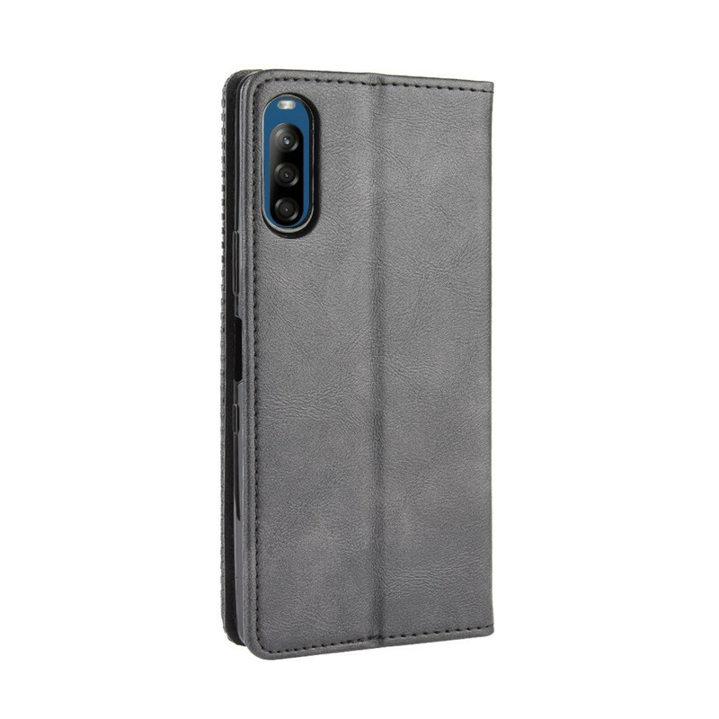Flip Cover Sony Xperia L4 Effet Cuir Vintage Stylisé Flip Cover Sony Xperia L4 Effet Cuir Vintage Stylisé