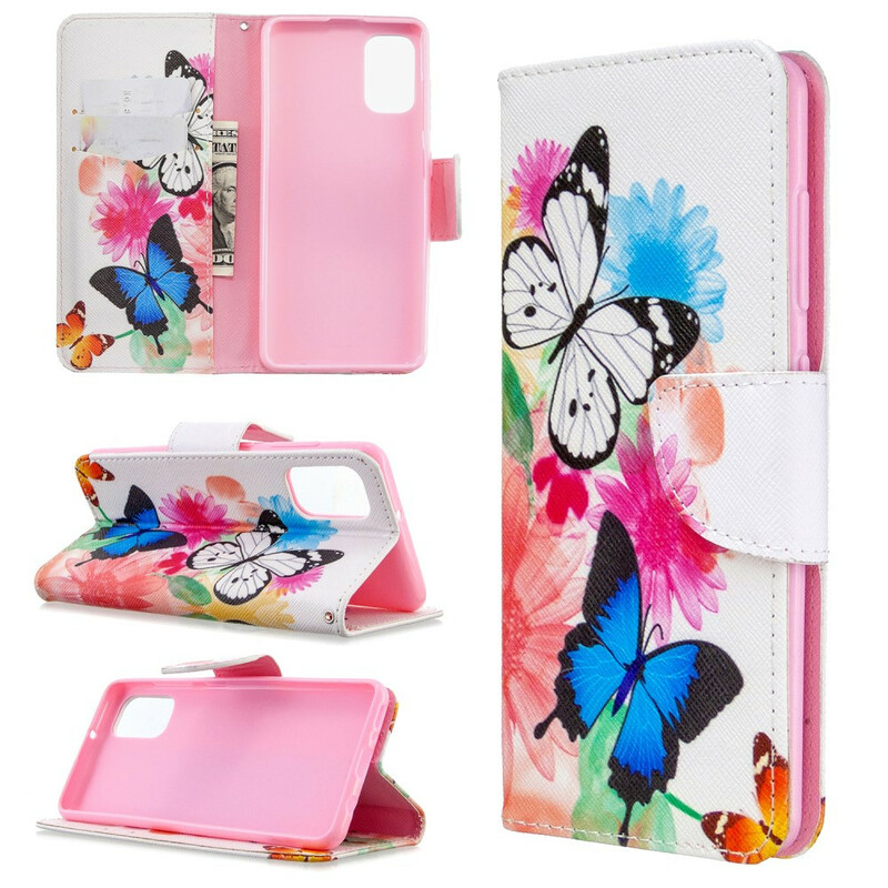 Housse Samsung Galaxy A41 Papillons et Fleurs Peints Housse Samsung Galaxy A41 Papillons et Fleurs Peints