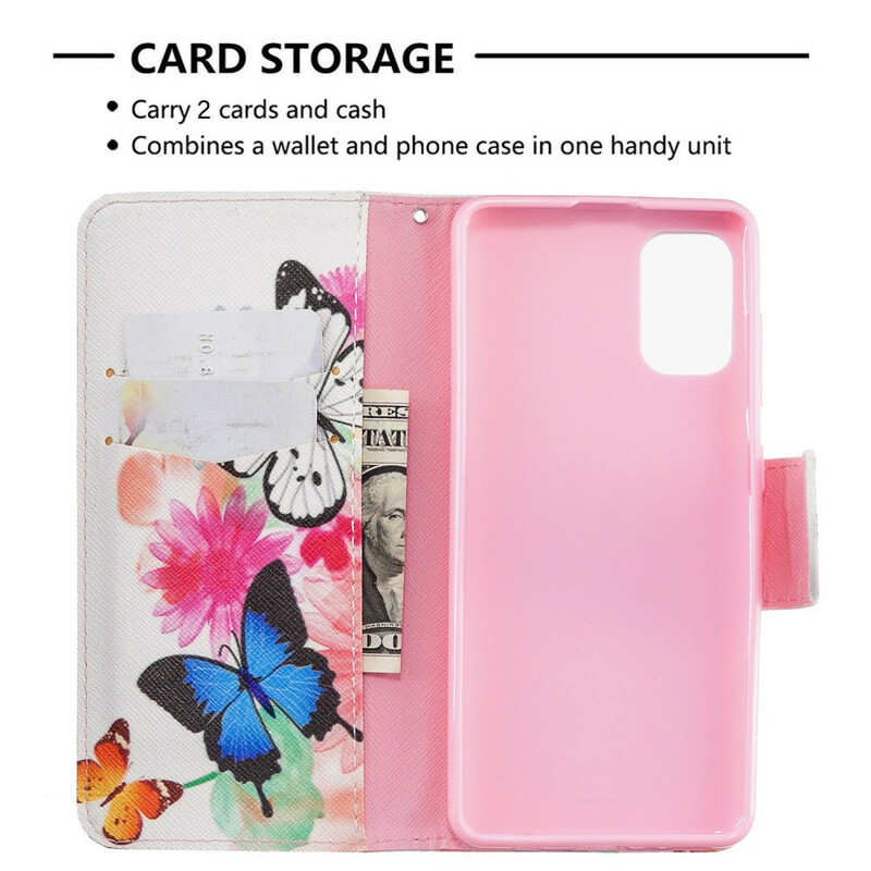 Housse Samsung Galaxy A41 Papillons et Fleurs Peints Housse Samsung Galaxy A41 Papillons et Fleurs Peints