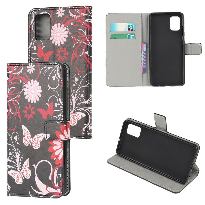Housse Samsung Galaxy A41 Papillons et Fleurs