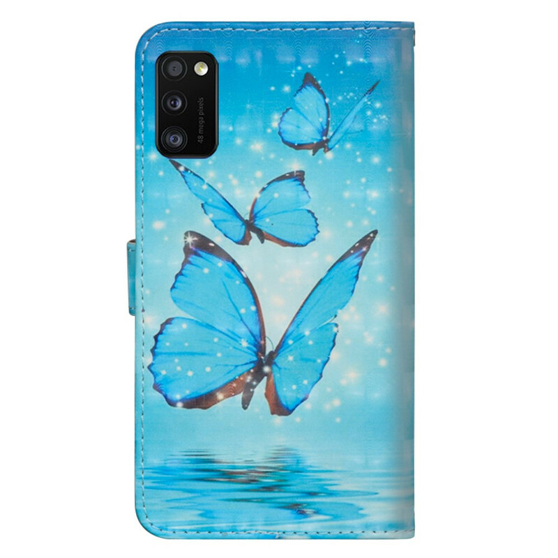Housse Samsung Galaxy A41 Papillons Bleus Volants Housse Samsung Galaxy A41 Papillons Bleus Volants
