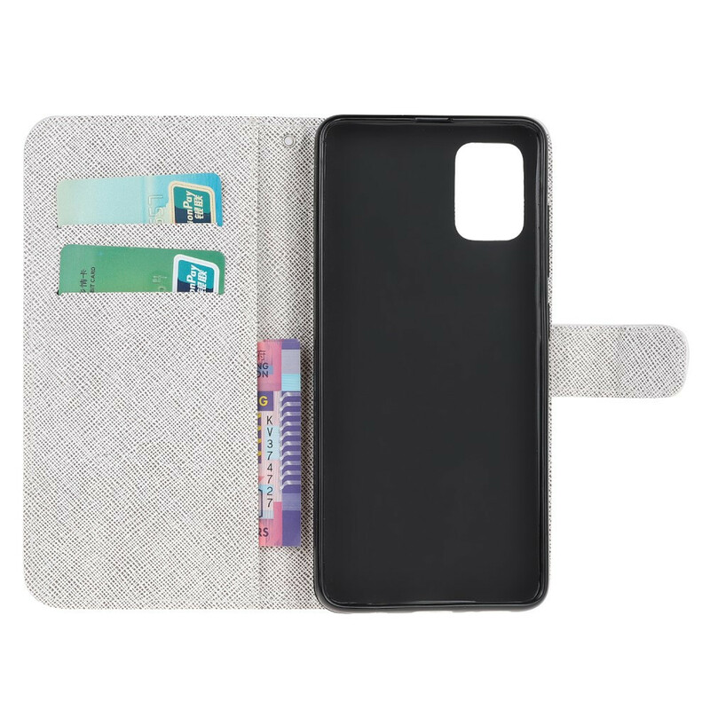 Housse Samsung Galaxy A41 Fleurs Lunaires à Lanière Housse Samsung Galaxy A41 Fleurs Lunaires à Lanière