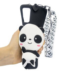 Coque Samsung Galaxy A41 Panda 3D avec lanière Mousqueton