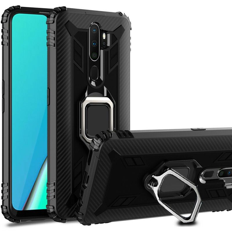 Coque Oppo A9 2020 Ring et Fibre Carbone Coque Oppo A9 2020 Ring et Fibre Carbone