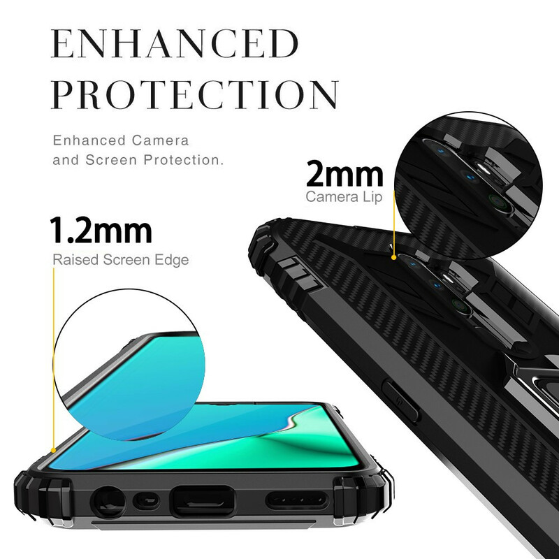 Coque Oppo A9 2020 Ring et Fibre Carbone Coque Oppo A9 2020 Ring et Fibre Carbone