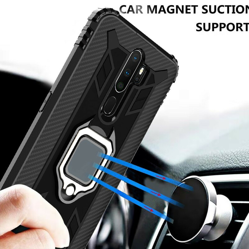 Coque Oppo A9 2020 Ring et Fibre Carbone Coque Oppo A9 2020 Ring et Fibre Carbone