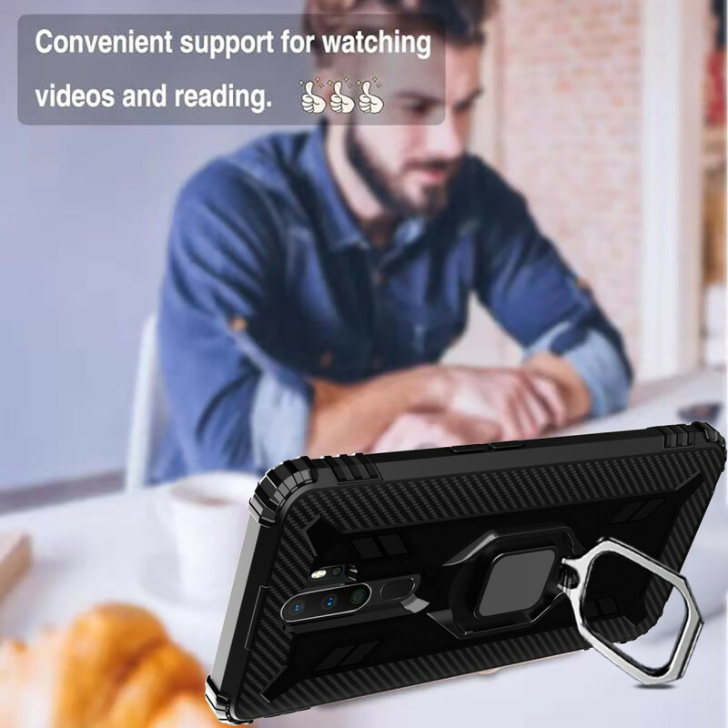 Coque Oppo A9 2020 Ring et Fibre Carbone Coque Oppo A9 2020 Ring et Fibre Carbone
