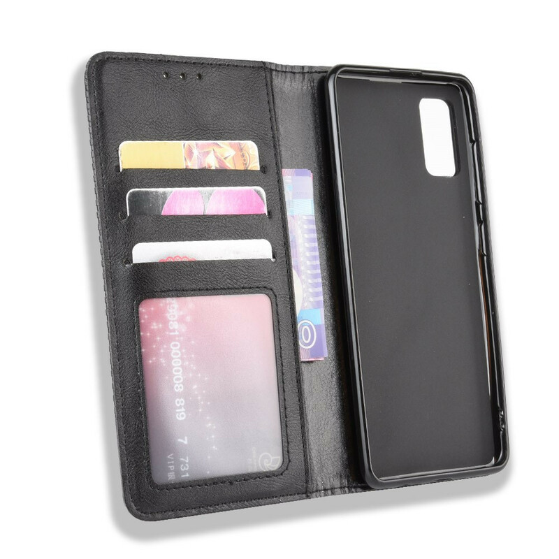 Flip Cover Samsung Galaxy A41 Effet Cuir Vintage Stylisé Flip Cover Samsung Galaxy A41 Effet Cuir Vintage Stylisé
