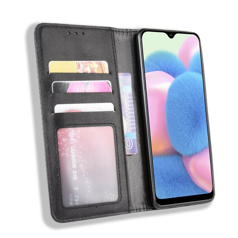 Flip Cover Samsung Galaxy A41 Effet Cuir Vintage Stylisé Flip Cover Samsung Galaxy A41 Effet Cuir Vintage Stylisé