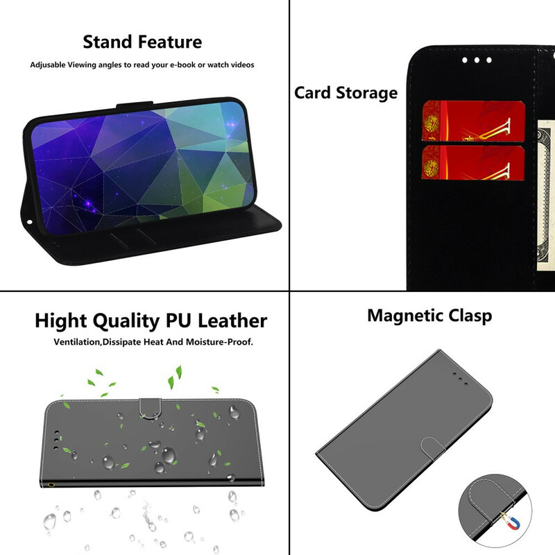 Housse Samsung Galaxy A41 Simili Cuir Couverture MIroir Housse Samsung Galaxy A41 Simili Cuir Couverture MIroir