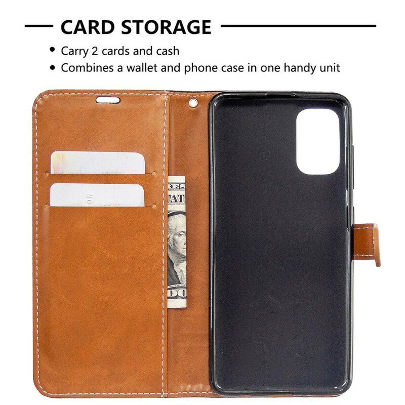 Housse Samsung Galaxy A41 Tissu et Effet Cuir à Lanière Housse Samsung Galaxy A41 Tissu et Effet Cuir à Lanière