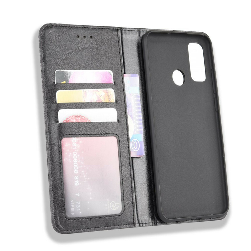 Flip Cover Huawei P Smart 2020 Effet Cuir Vintage Stylisé