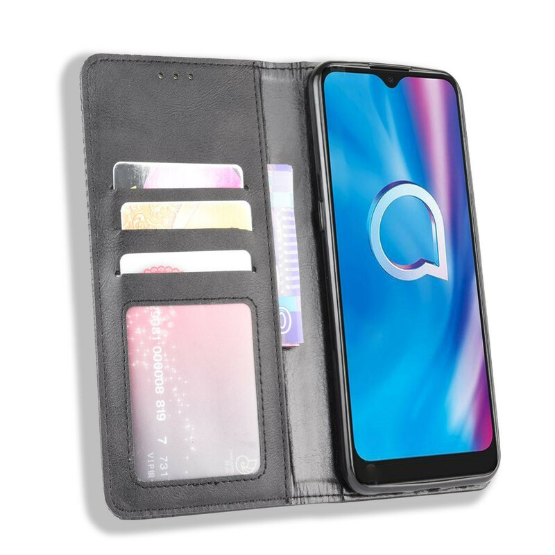 Flip Cover Alcatel 1S / 3L Effet Cuir Vintage Stylisé Flip Cover Alcatel 1S / 3L Effet Cuir Vintage Stylisé