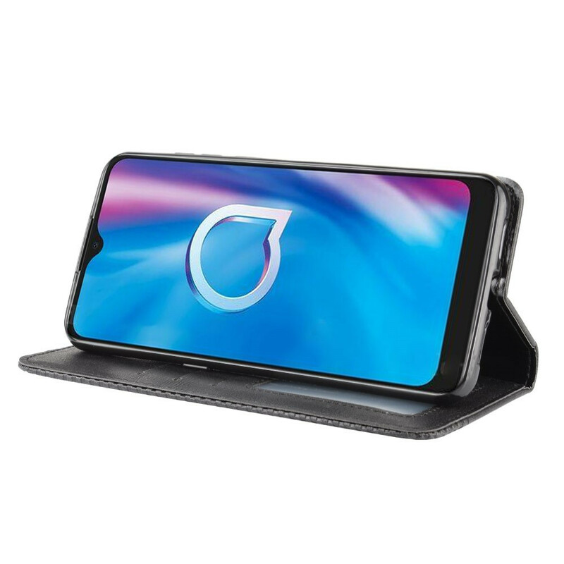 Flip Cover Alcatel 1S / 3L Effet Cuir Vintage Stylisé Flip Cover Alcatel 1S / 3L Effet Cuir Vintage Stylisé