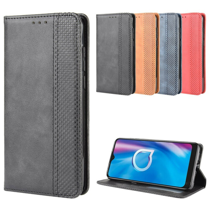 Flip Cover Alcatel 1S / 3L Effet Cuir Vintage Stylisé Flip Cover Alcatel 1S / 3L Effet Cuir Vintage Stylisé