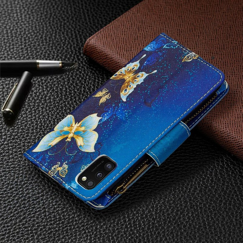 Housse Samsung Galaxy A41 Poche Zippée Papillons Housse Samsung Galaxy A41 Poche Zippée Papillons