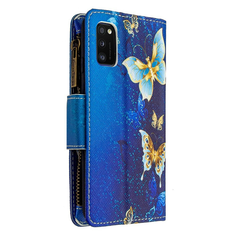 Housse Samsung Galaxy A41 Poche Zippée Papillons Housse Samsung Galaxy A41 Poche Zippée Papillons