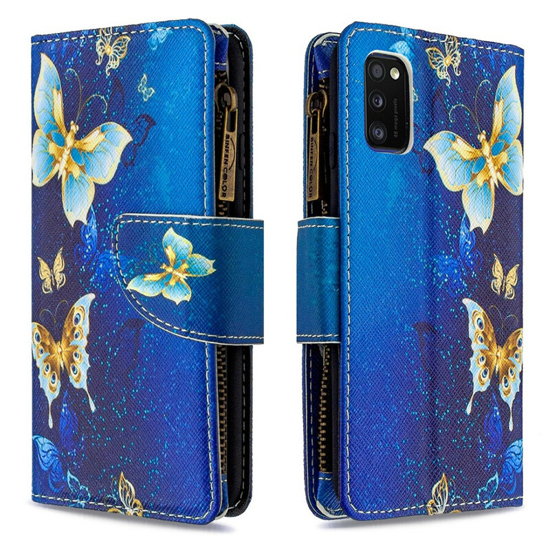 Housse Samsung Galaxy A41 Poche Zippée Papillons Housse Samsung Galaxy A41 Poche Zippée Papillons