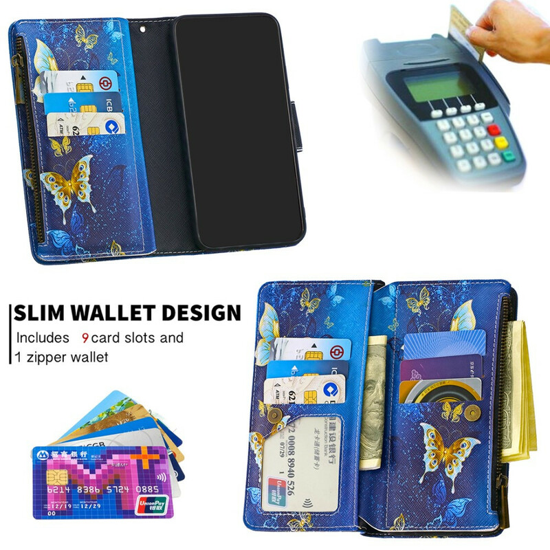 Housse Samsung Galaxy A41 Poche Zippée Papillons Housse Samsung Galaxy A41 Poche Zippée Papillons