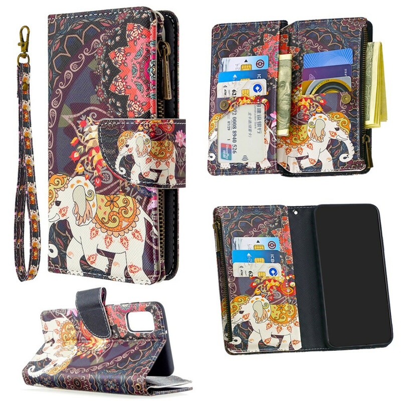 Housse Samsung Galaxy A41 Poche Zippée Éléphant Housse Samsung Galaxy A41 Poche Zippée Éléphant