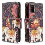 Housse Samsung Galaxy A41 Poche Zippée Éléphant Housse Samsung Galaxy A41 Poche Zippée Éléphant