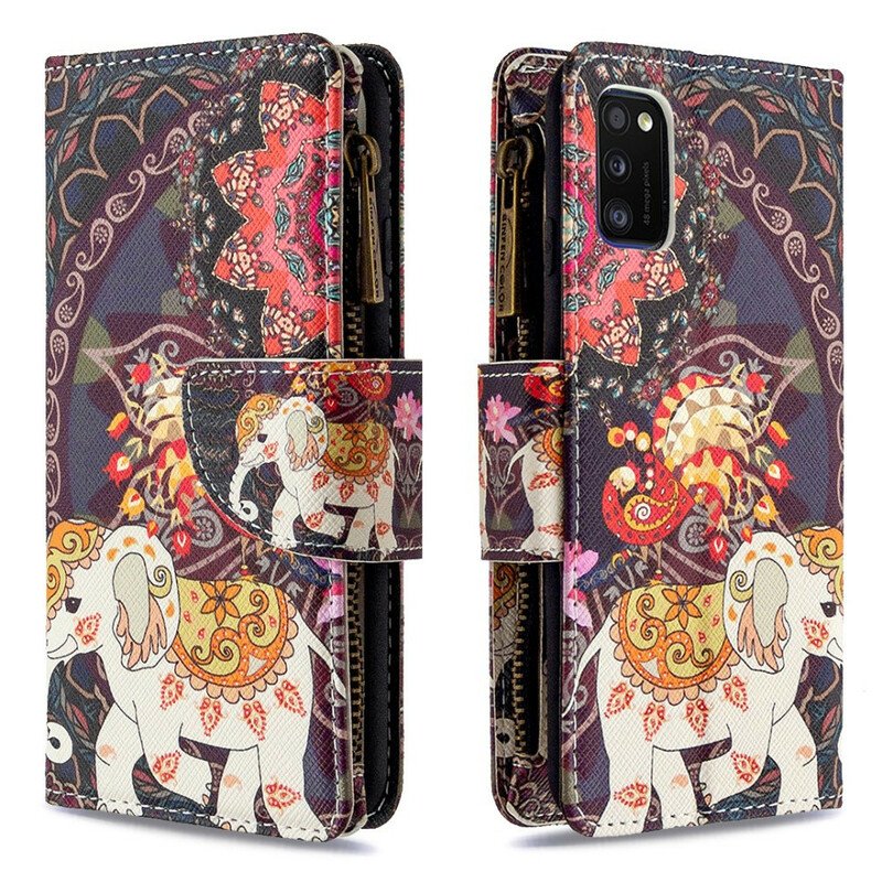 Housse Samsung Galaxy A41 Poche Zippée Éléphant Housse Samsung Galaxy A41 Poche Zippée Éléphant