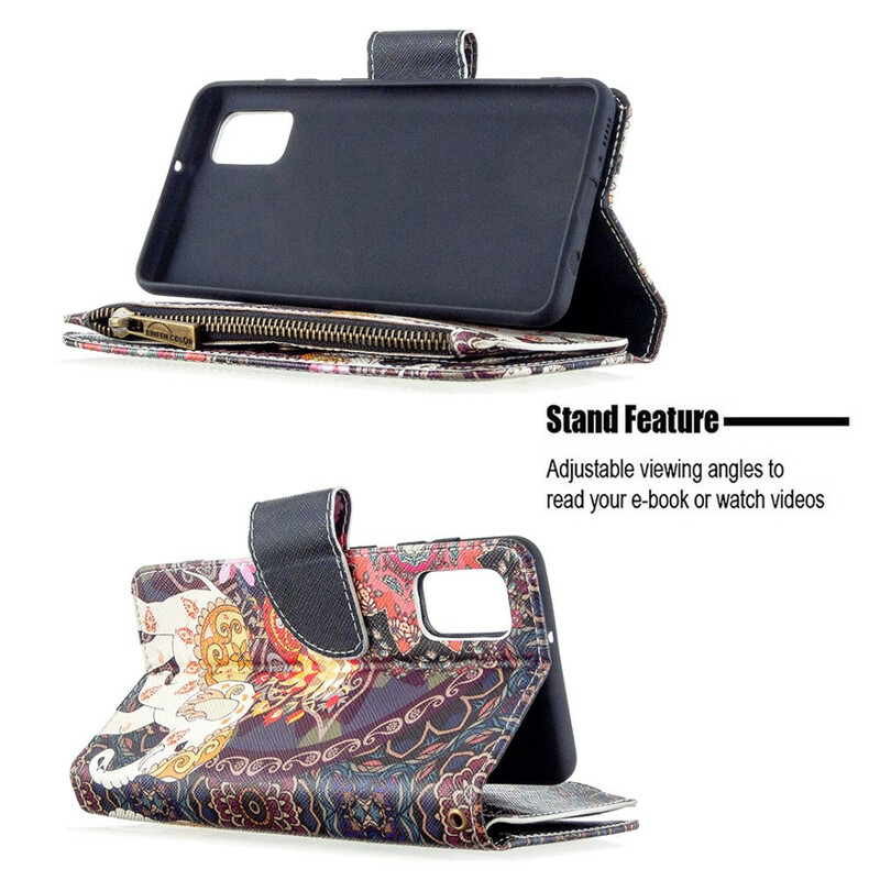 Housse Samsung Galaxy A41 Poche Zippée Éléphant Housse Samsung Galaxy A41 Poche Zippée Éléphant
