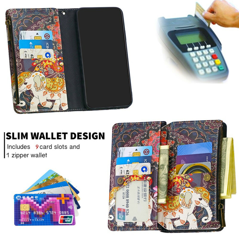 Housse Samsung Galaxy A41 Poche Zippée Éléphant Housse Samsung Galaxy A41 Poche Zippée Éléphant