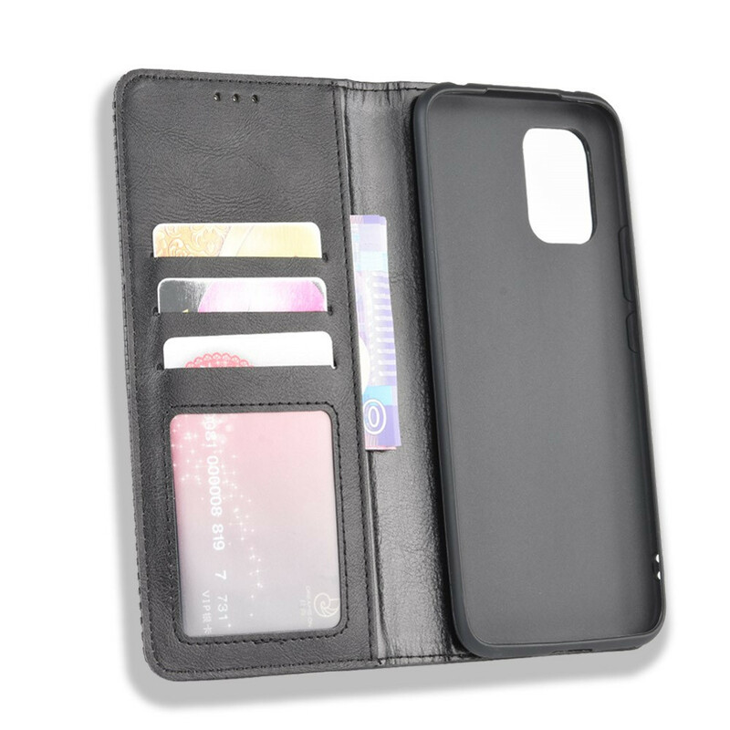 Flip Cover Xiaomi Mi 10 Lite Effet Cuir Vintage Stylisé Flip Cover Xiaomi Mi 10 Lite Effet Cuir Vintage Stylisé
