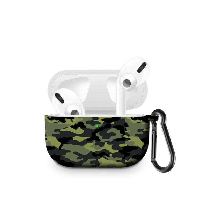 Coque AirPods Pro Silicone Camouflage avec Mousqueton