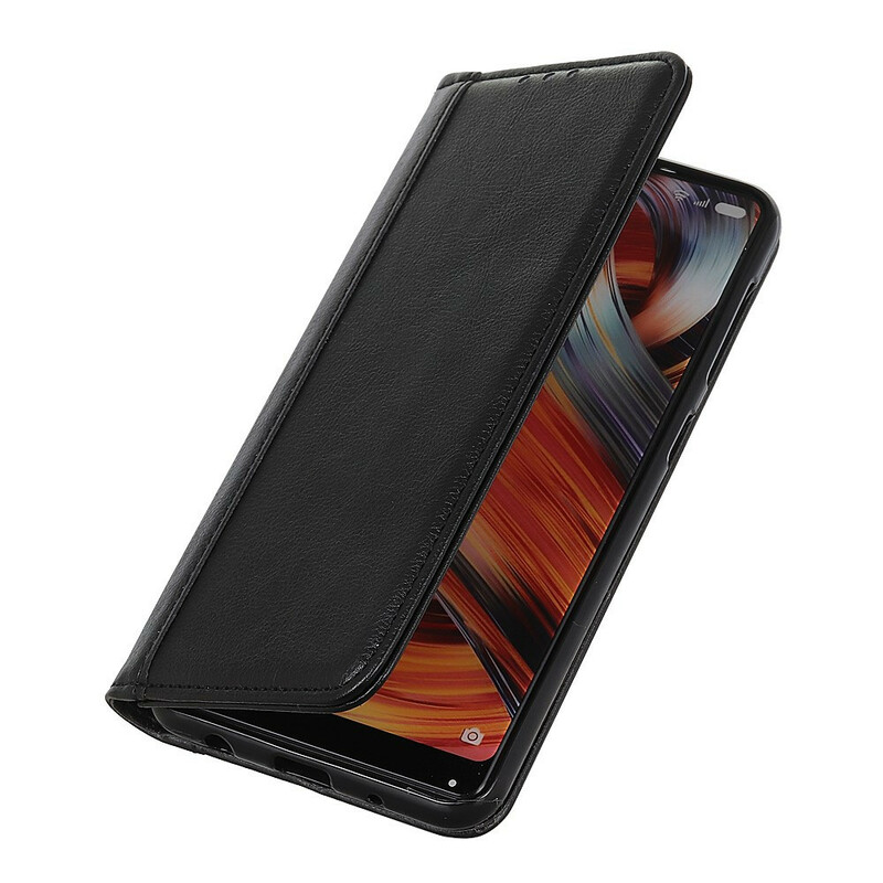 Flip Cover Samsung Galaxy A21s Cuir Litchi Fendu Élégance