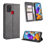 Flip Cover Samsung Galaxy A21s Effet Cuir Vintage Stylisé Flip Cover Samsung Galaxy A21s Effet Cuir Vintage Stylisé