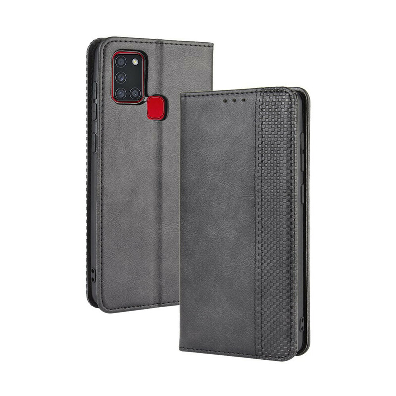 Flip Cover Samsung Galaxy A21s Effet Cuir Vintage Stylisé Flip Cover Samsung Galaxy A21s Effet Cuir Vintage Stylisé