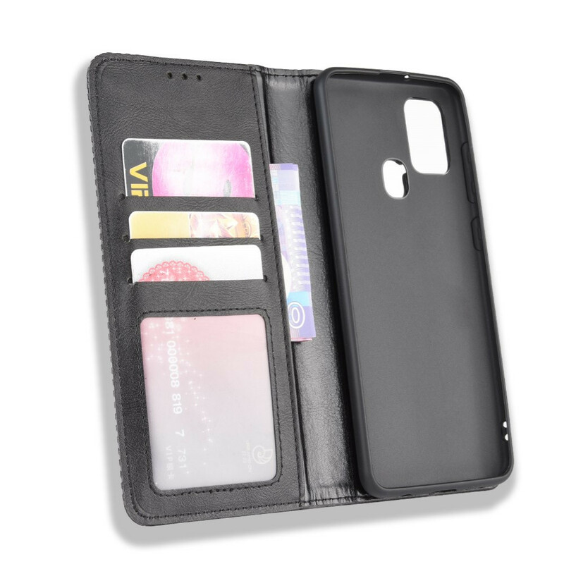 Flip Cover Samsung Galaxy A21s Effet Cuir Vintage Stylisé Flip Cover Samsung Galaxy A21s Effet Cuir Vintage Stylisé