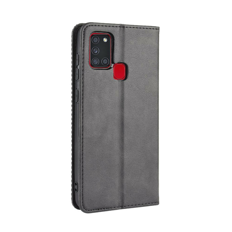 Flip Cover Samsung Galaxy A21s Effet Cuir Vintage Stylisé Flip Cover Samsung Galaxy A21s Effet Cuir Vintage Stylisé