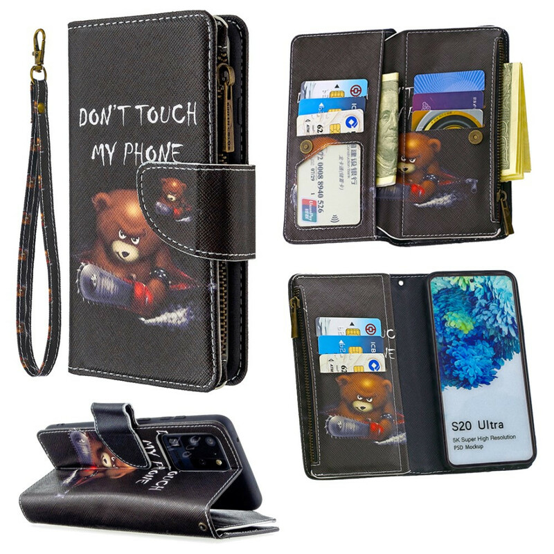 Housse Samsung Galaxy S20 Ultra Poche Zippée Ours Housse Samsung Galaxy S20 Ultra Poche Zippée Ours