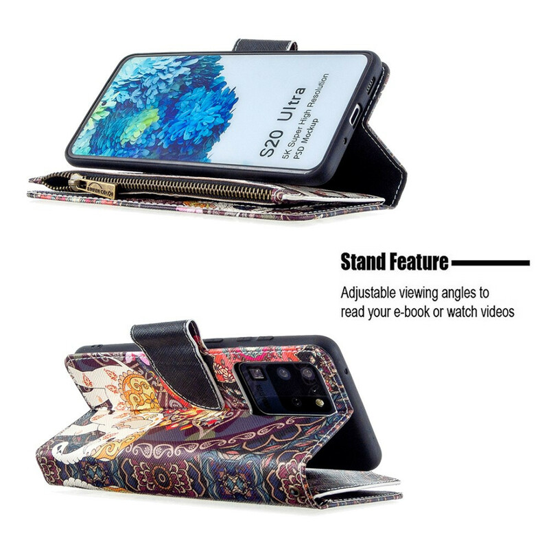 Housse Samsung Galaxy S20 Ultra Poche Zippée Éléphant Housse Samsung Galaxy S20 Ultra Poche Zippée Éléphant