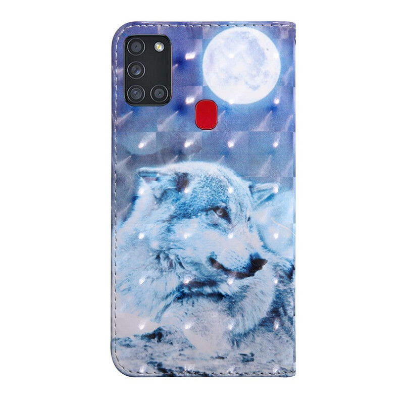 Housse Samsung Galaxy A21s Loup au Claire de Lune