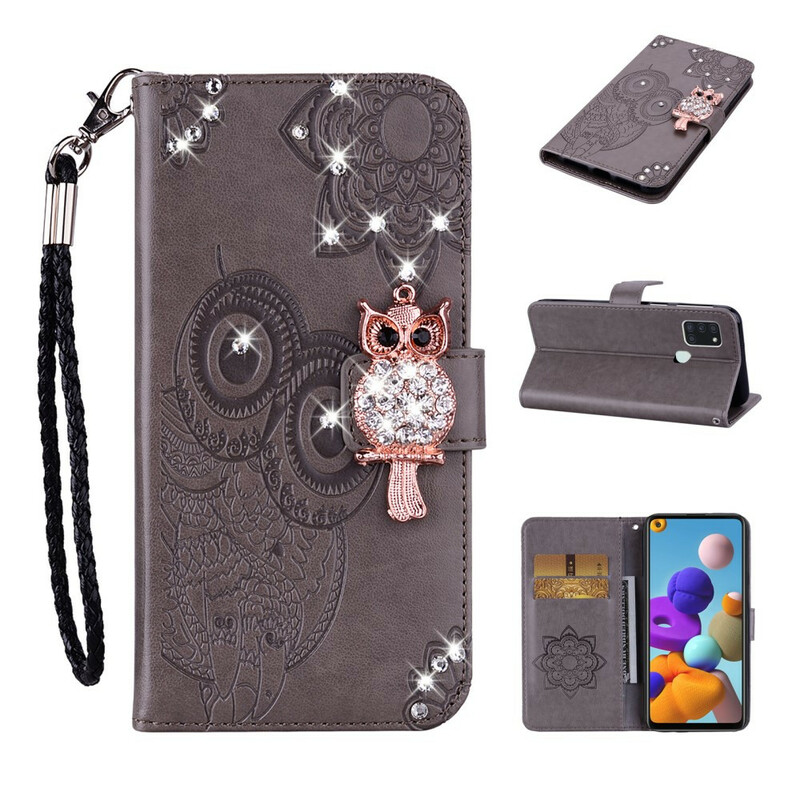 Housse Samsung Galaxy A21s Hibou Mandala et Breloque Housse Samsung Galaxy A21s Hibou Mandala et Breloque