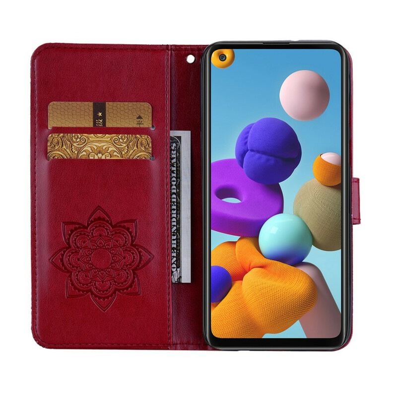 Housse Samsung Galaxy A21s Hibou Mandala et Lanière Housse Samsung Galaxy A21s Hibou Mandala et Lanière